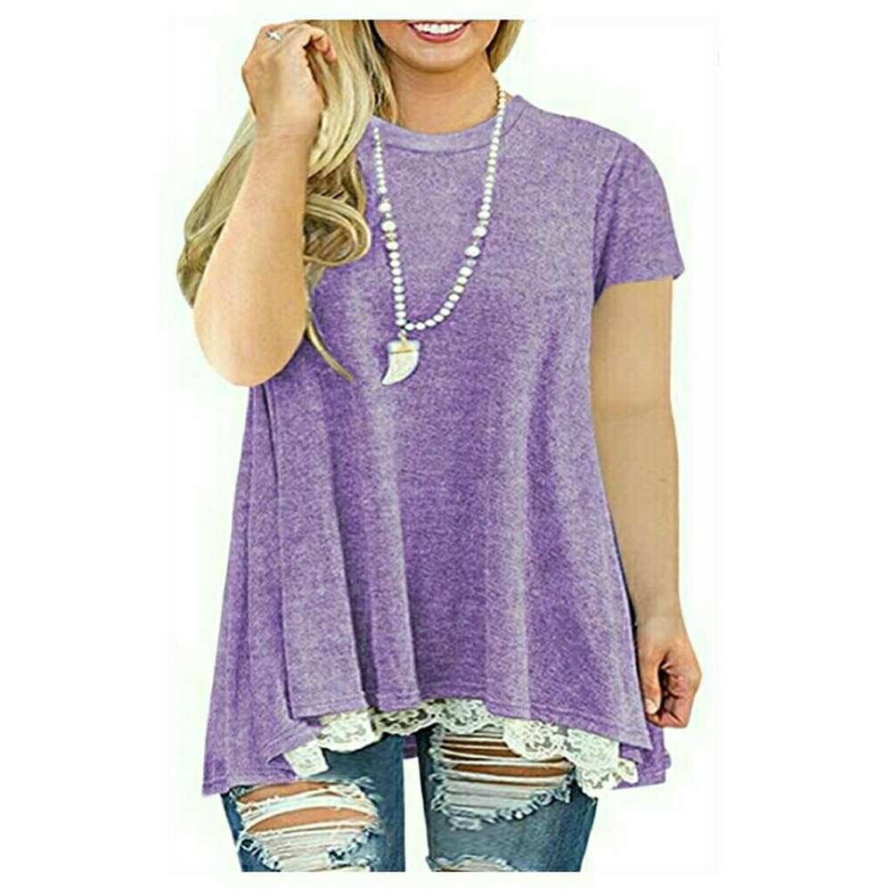 Plus size lace hem tunic top
